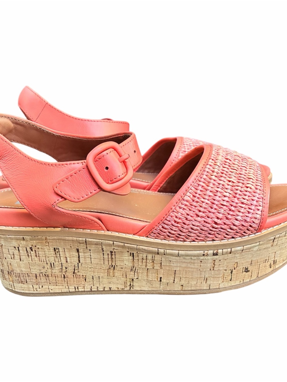 FitFlop Eloise Coral Wedge Sandals with Woven Toe Band sz8 - Picture 4 of 6